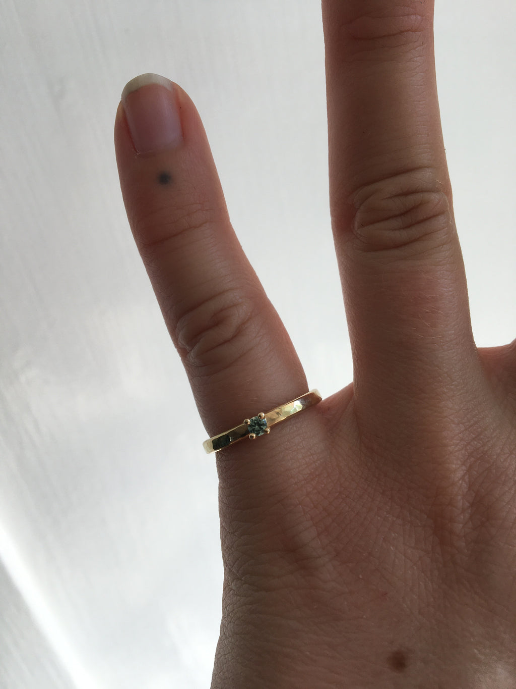 Hammered princess ring 14k gold