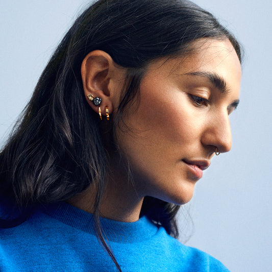 Onepoint Hammered Earrings 14k gold