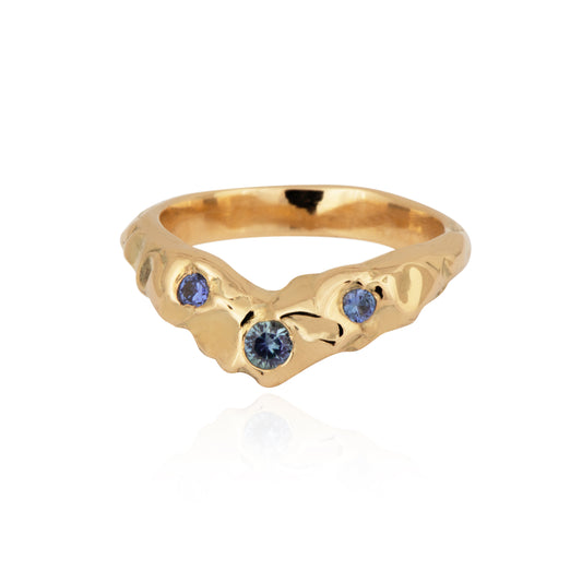 14k gold organic "v"ring