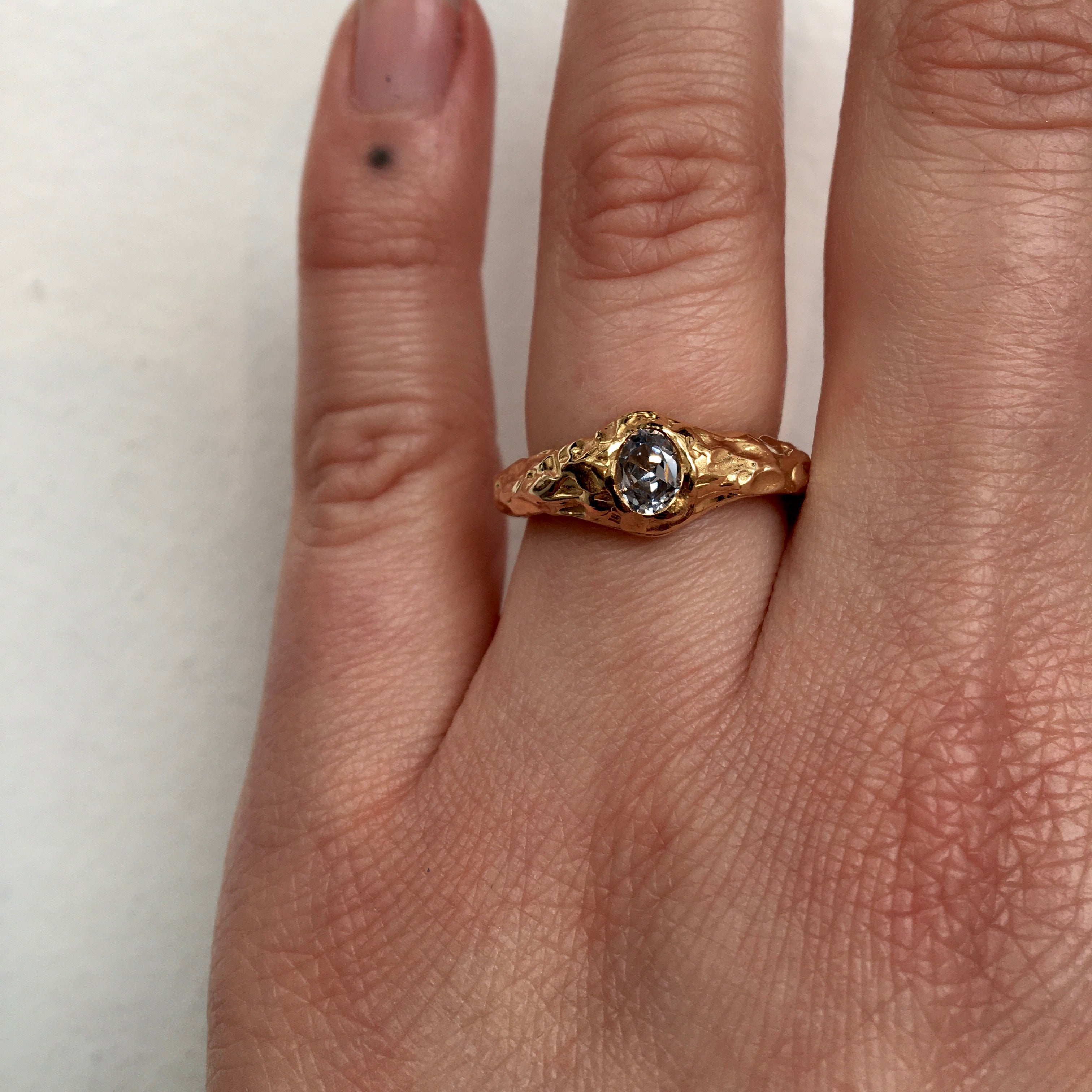 14k gold organic mountain ring