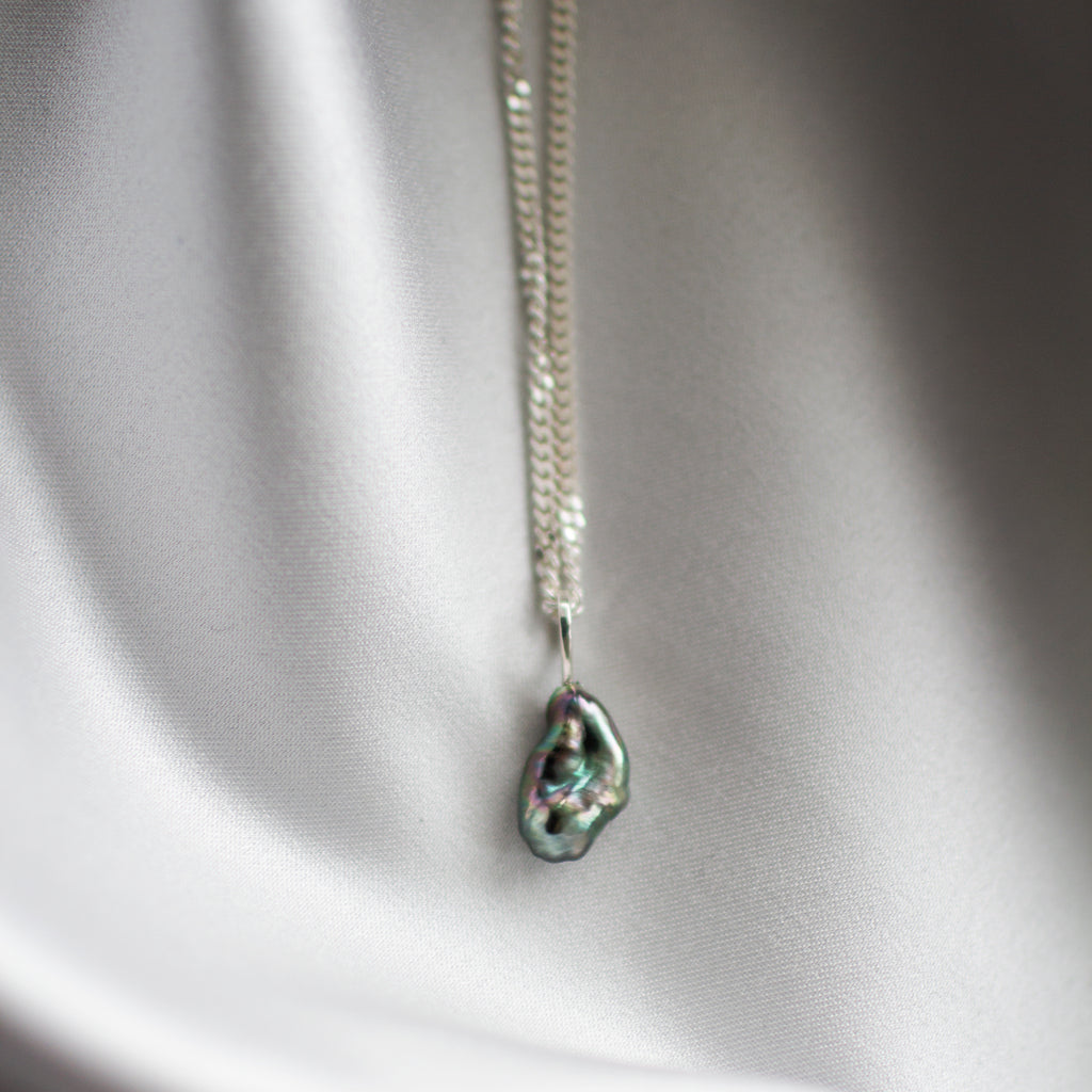 Keshi Pearl Necklace Silver